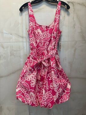 Jessica Simpson Pink & White Floral Tie-Waist Mini Dress size XS